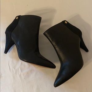 Louise et Cie Leather and fur pointy bootie